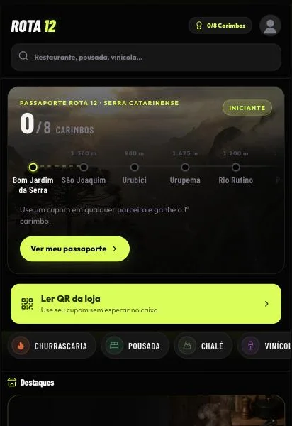 Botão Ler QR da loja na tela inicial do app