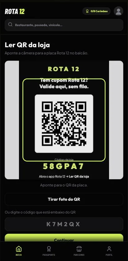 Leitor de QR com a câmera aberta
